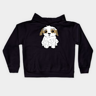 Cute Shih Tzu Puppy Illustration Kids Hoodie